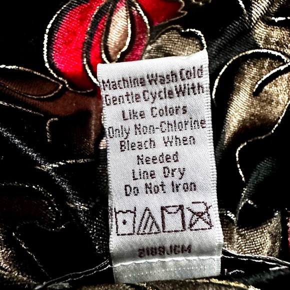 DRAPERS & DAMONS Shirt Velvet Floral Button Down GOLD EMBOSSED GORGEOUS! SMALL - Picture 6 of 7